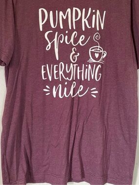 Pumpkin Spice & Everything Nice Graphic Tee - White Print on Plum